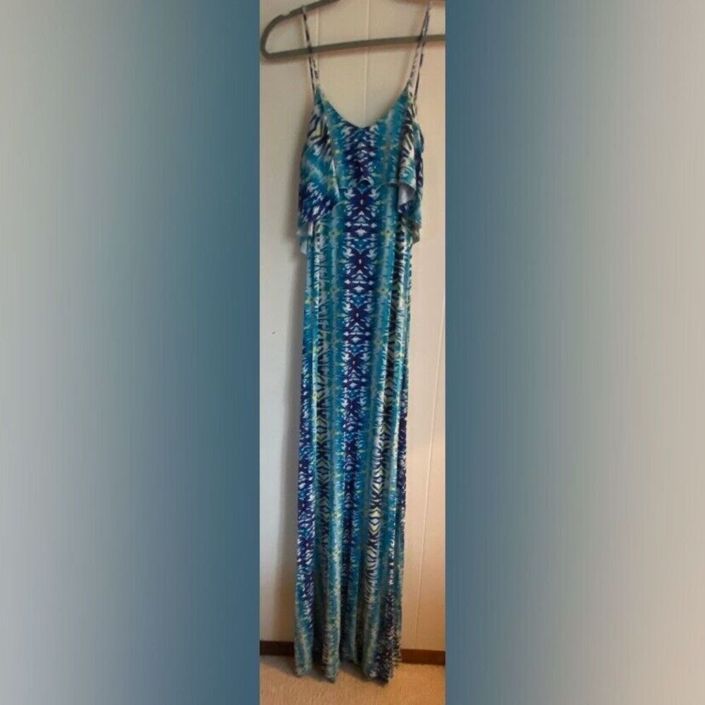 Tart Dress Women’s XS Blue Tie Dye Maxi Ruffled Summer Boho Hippie